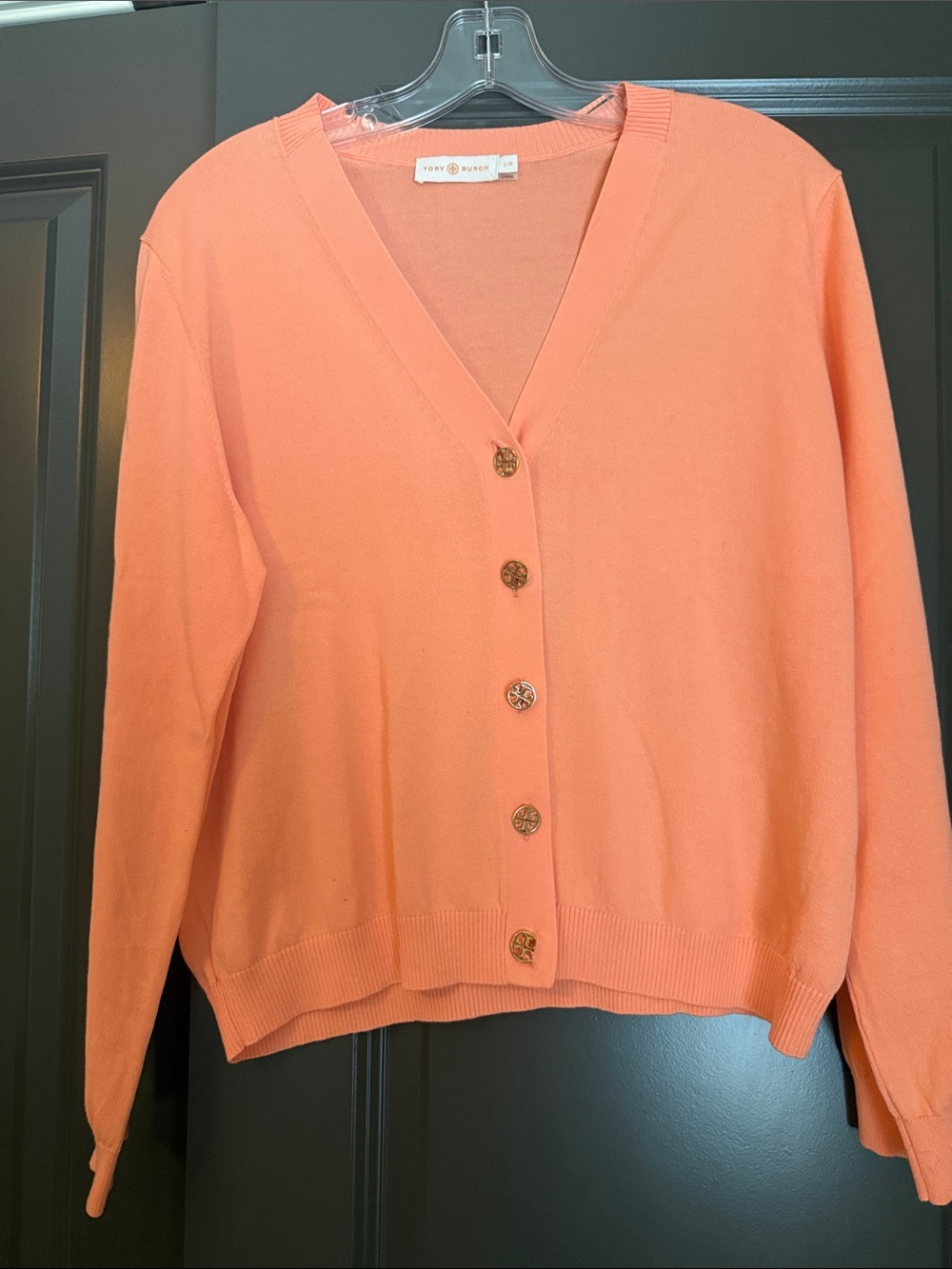 Tory Burch Peach Button-Front V-Neck Cardigan